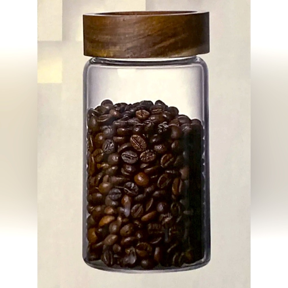 Glass Food Storage Jar With Bamboo Lid 10 oz included labels and marker airtight